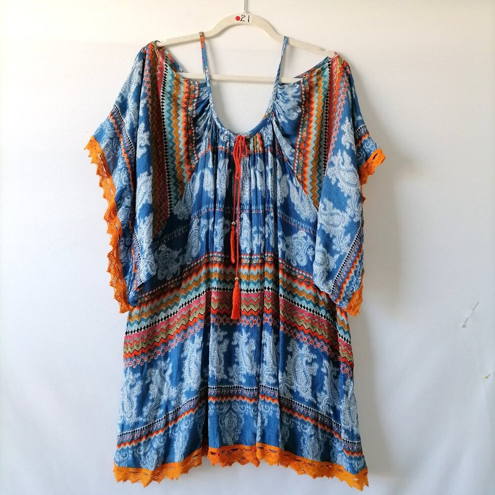 Love Kyla Women's Multicolor Paisley Printed Georgette Kaftan Dress Size XS
